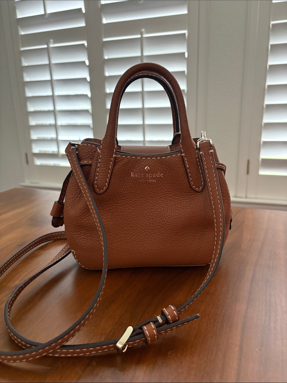 Kate Spade Dumpling Mini Satchel in Warm Gingerbread Leather Crossbody Like New! - Picture 7 of 12